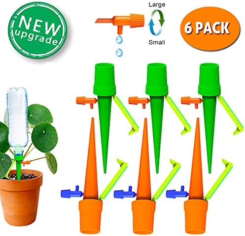 TAOPE 6 PCS Adjustable Plant Self Irrigation Watering Spikes System with Slow Release Control Valve Switch