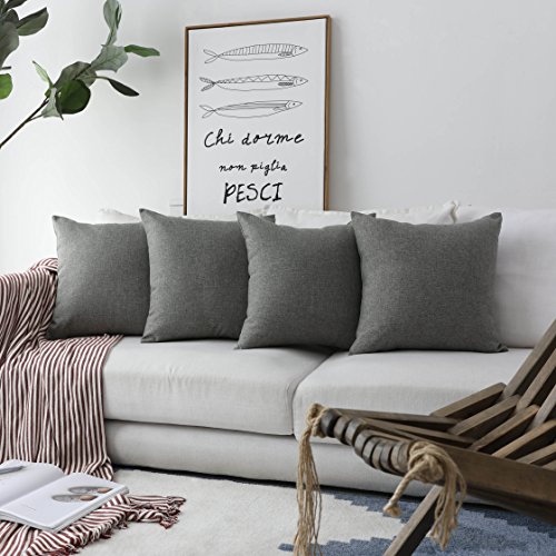 image for HOME BRILLIANT Faux Linen Grey Burlap Throw Pillow Covers Decorative S