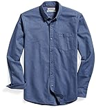 Goodthreads Men's Standard-Fit Long-Sleeve Solid Oxford Shirt with Pocket, Indigo, Large