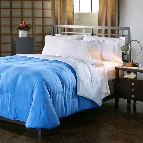Twin/Twin XL Reversible Down Alternative Comforter Medium Blue/Light Blue 58