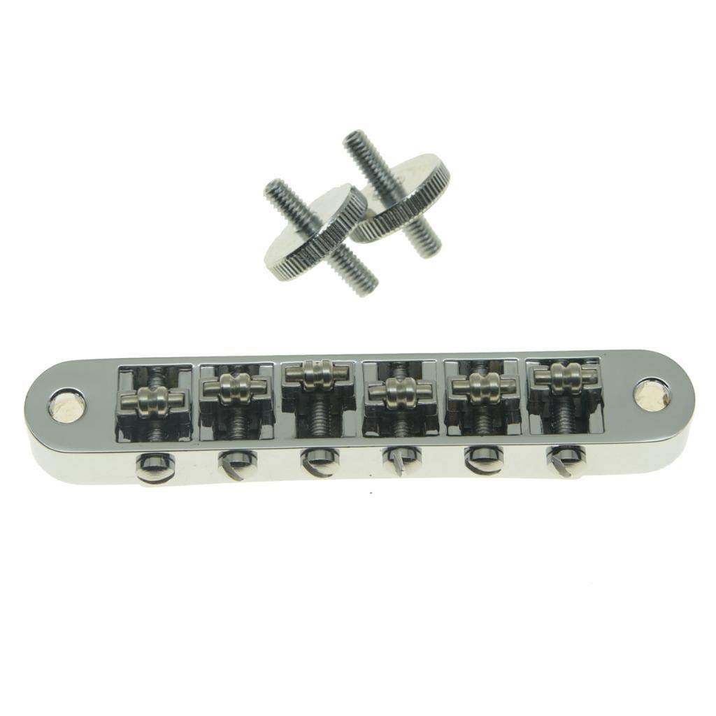 KAISH Chrome Guitar Roller Saddle Bridge Tune-O-Matic Bridge For Les Paul,SG,ES Dot,Gretsch Bigsby Guitar with M4 Threaded Posts