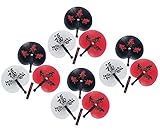 Kicko Chinese Fan with Chinese Characters 10.25 Inches - 12 Pieces - Assorted Colors Paper Fans with Plastic Handle - for Kids Party Favors, Bag Stuffers, Fun, Toy, Gift, Prize