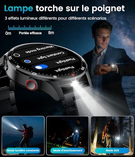Montre Connectée Homme avec Appel Bluetooth 800mAh Batterie, 1.73" HD Écran Smartwatch avec 24/7 Fréquence Cardiaque, Sommeil, SpO2,110+ Modes Sportifs,IP68 Étanche Android iOS