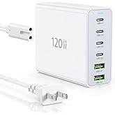 USB C Charger Block, 6 Ports USB Wall Charger Hub, 120W USB Charging Station, Multiport USB C Power Adapter Compatible with i