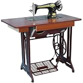 Vintage Sewing Machine Antique Foot Pedal Sewing Machine Manual Retro Household Desktop Sewing Machine Cast Iron Material with Wooden Table Home Decor Collectible No Electricity Required
