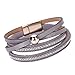Willsa Women Fashion Bohemian Woven Braided Handmade Magnetic Clasp Bracelet (Gray)