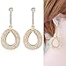 Mytys Fashion Jewelry Gold and Silver Tone Mesh Crystal Oval Hollow Dangle Earrings Pieced