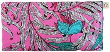 Scented Yoga Eye Pillow - Lavender Flax Seed - 4 x 8.5 - natural Cotton Organic - Naturally Soothing - tropical palm leaves flowers pink teal