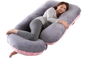 Wndy's Dream 60 inch Pregnancy Pillow with Removable Velvet Cover, Side J Type Full-Body Pillow for Back, Legs and Belly Support, Comfortable Slumber for Pregnant Women