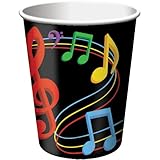Dancing Music Notes Cups (8) 9oz Hot/Cold Birthday Dance Party Supply