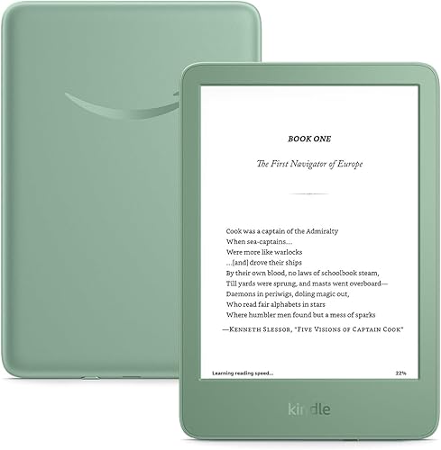 Amazon Kindle 16 GB (newest model) - Lightest and most compact Kindle, now with faster page turns, and higher contrast ratio, for an enhanced reading experience - Matcha