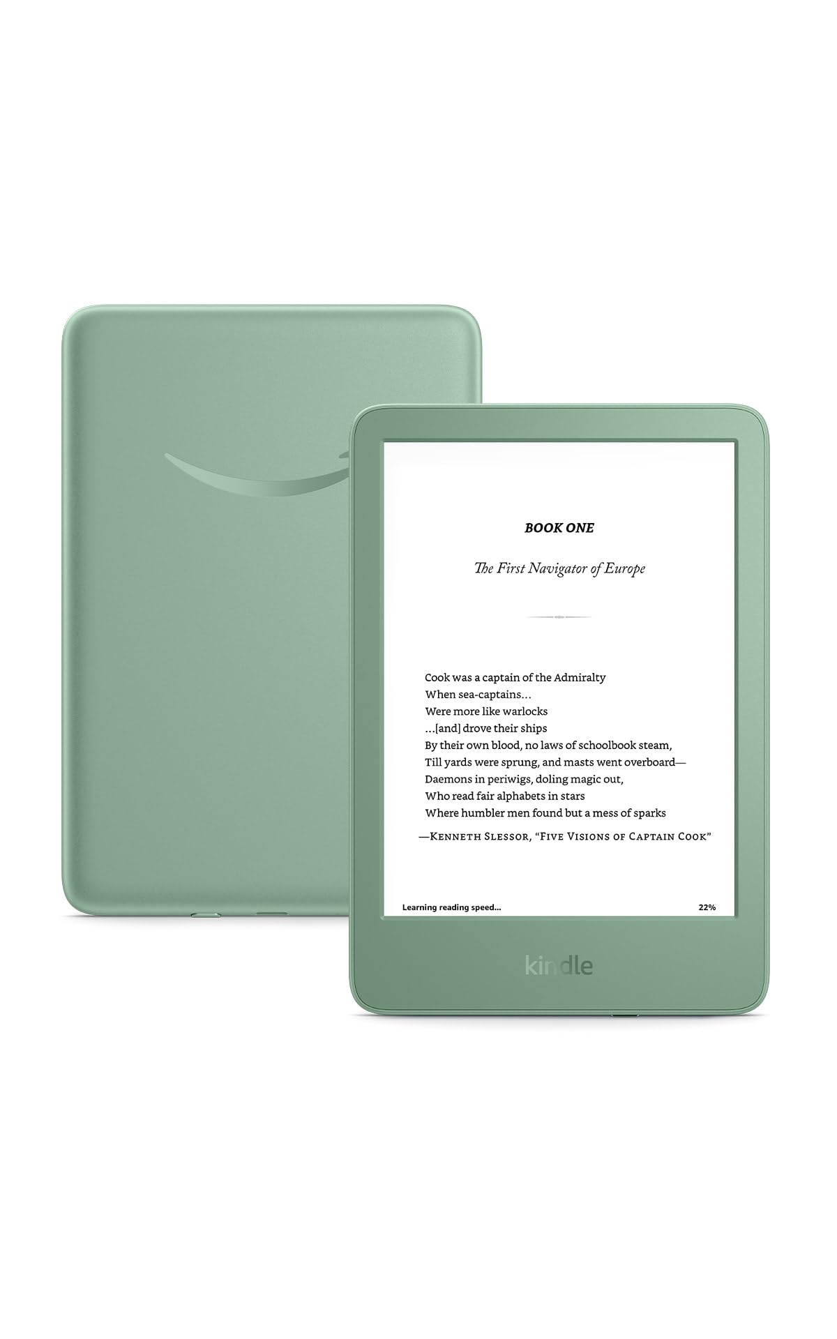 Amazon Kindle 16 GB (newest model) - Lightest and most compact Kindle, now with faster page turns, and higher contrast ratio, for an enhanced reading experience - Matcha Image