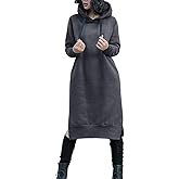 NUTEXROL Women's Thickening Long Fleece Sweatshirt String Hoodie Dress Pullover Plus Size