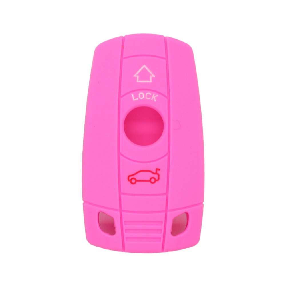 BROVACS Silicone Cover Protector Case Holder Skin Jacket Compatible with BMW 3 Button Smart Remote Key Fob CV9902 Pink