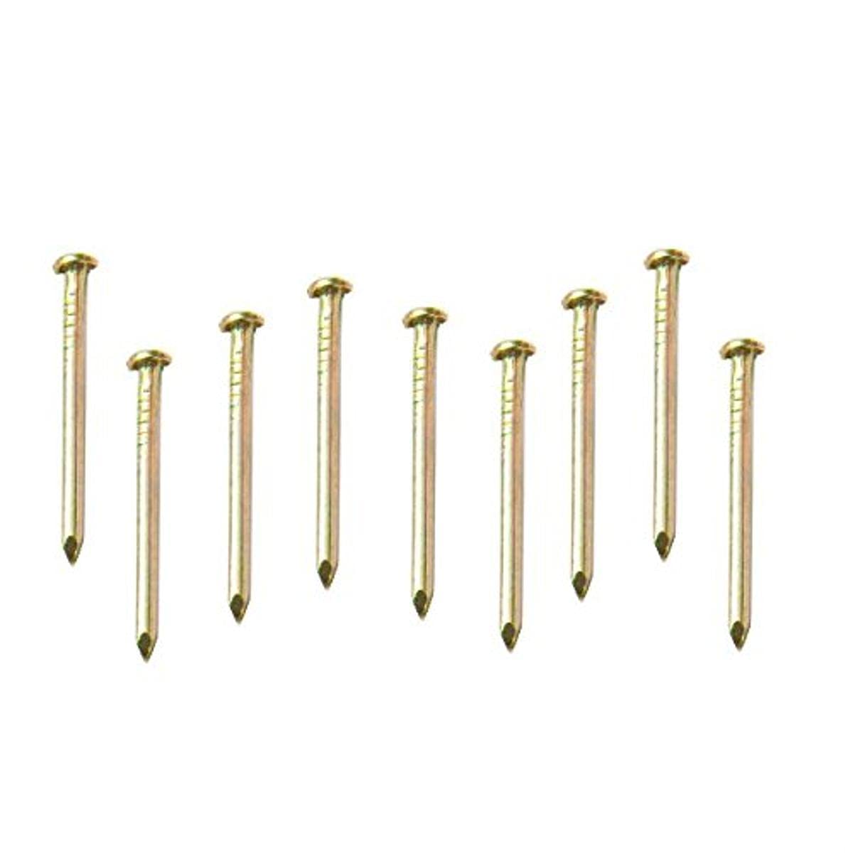 Merriway BH02287 (100 Pcs) EB Plain Head Hardened Picture Pin, Brass Plated - Pack of 100 Pieces