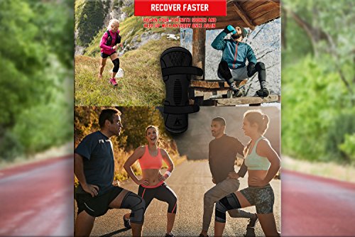 Knee Brace Compression Sleeve with 2 Support Straps for Meniscus Tear, Arthritis, ACL, Running Recovery for Men & Women (Black, Medium)