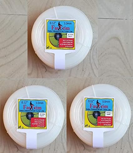 FASTRIM 3 Roll of 3 mm 50 m Square/White/Grass Cutter/Nylon Trimmer line