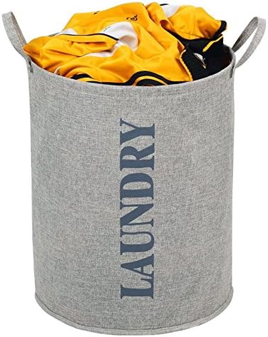 19.7" Large Sized Waterproof Foldable Fabric Laundry Hamper Collapsible &amp; Convenient Clothes Toys Storage Closet Bin Bag (Light Gray)