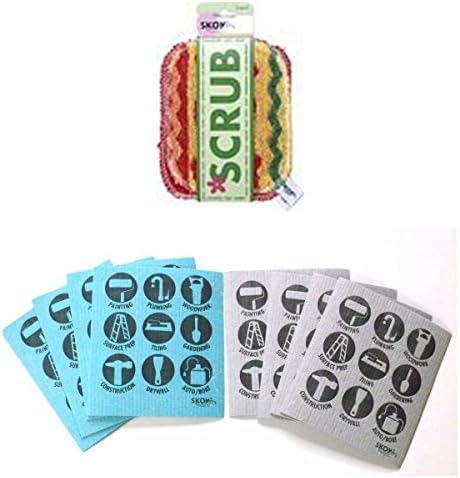 SKOYCloth Product Bundle-2 Includes: Earth Friendly 100%Biodegradable/Natural~8 Pk Hardware Skoy Cloth ( Hardware Motifs) and Skoy Scrub(2Pk)