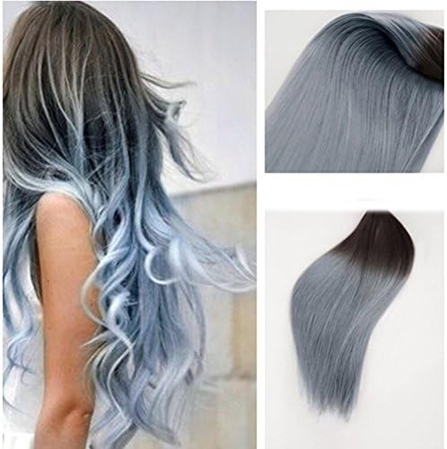 Remy Hair Extensions Balayage Hair Extensions #1B Silver Gray Ombre Ombre Tape Extensions Two Tone Dip Dye Extensions 50g/set 20inch 20pcs