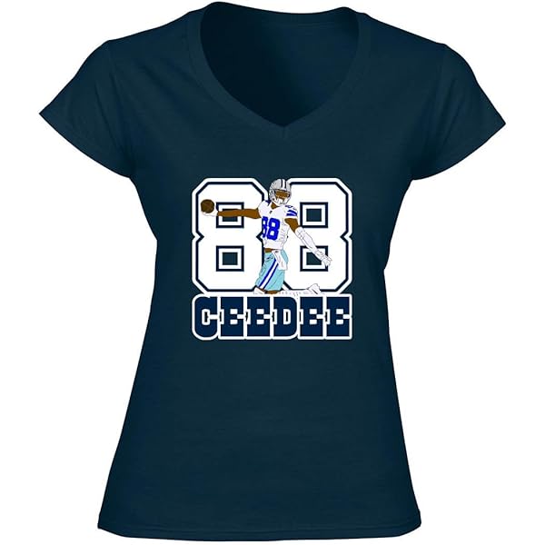 CeeDee Lamb 88 TD Ladies V-Neck Shirt T-Shirt Adult Small Blue at