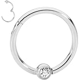 365 Sleepers 316L Surgical Steel Hypoallergenic 18G Gem BCR Ball Closure Septum Jewelry Hinged Segment Ring Body Piercing Hoop Lip Rings Helix Cartilage Rook Sleeper Earrings 6mm – 10mm