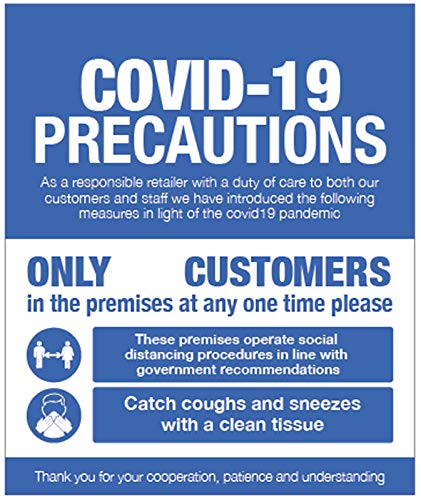 COVID 19 Precautions - Shop window sign Semi Rigid PVC sign (300x400mm)