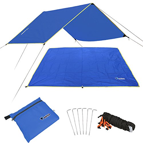 BUFF SPORT Camping Tarp, Waterproof Picnic Mat, Mutifunctional Tent Footprint with Drawstring Carrying Bag for Picnic, Hiking (blue, Large)