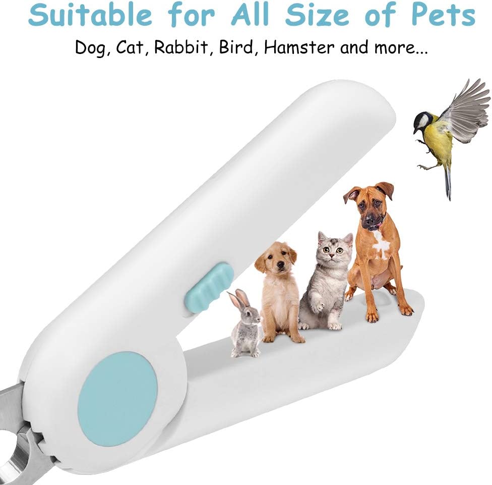 Yoobure Cat Dog Nail Clippers and Trimmer, Pet Nail Clippers with LED Light to Avoid Over-Cutting, Hidden Nail File & Razor Sharp Blade, Professional Grooming Tools Kit for Small Animals Claw Care