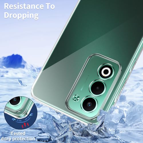 Phoona Case for OPPO A5 4G/5G Case with 2 Pieces Tempered Glass, Transparent TPU Silicone Protection Case for OPPO A5 4G/5G Anti-Shock and Anti-Scratch Case