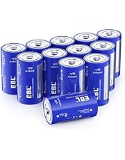 EBL D Batteries, 12 Pack D Battery Long Lasting Alkaline D Cell Batteries - Perfect for Daily Use and Business