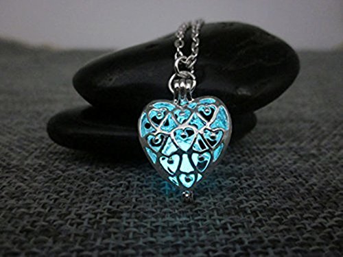 Glow in the Dark Necklace,silver Plated Glowing Heart Necklace,glowing Necklace,halloween Jewelry,christmas