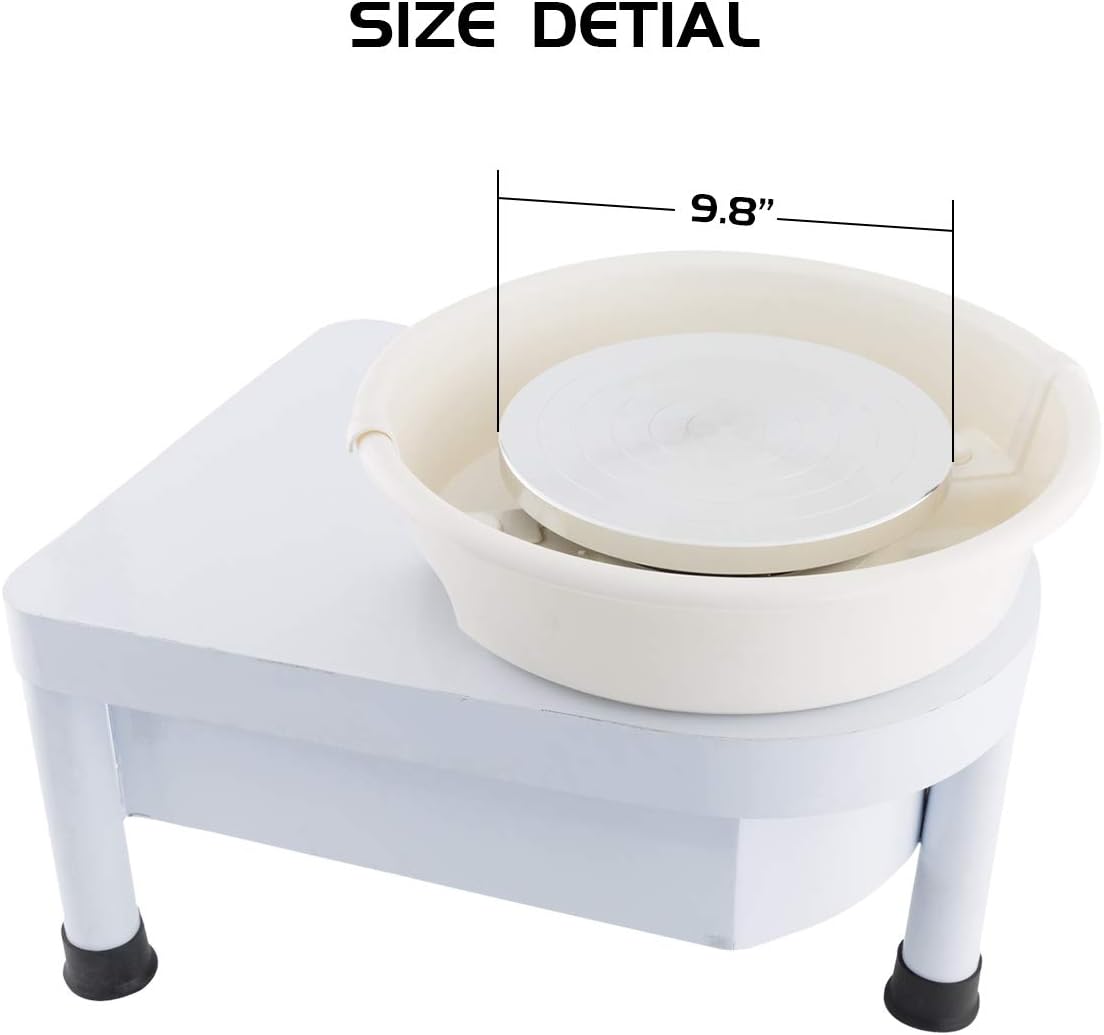 TUNTROL Pottery Wheel with Foot Pedal, 350W Triangle Ceramic Machine with 25cm Detachable Basin for Clay Art Craft Work DIY