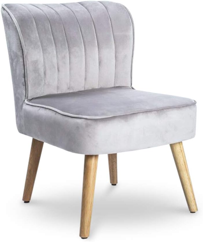 Vanity Stool Bedroom Dressing Chair with a Comfortable Seat and Wood Legs at Living Room, Bedroom, Reception (New Grey)