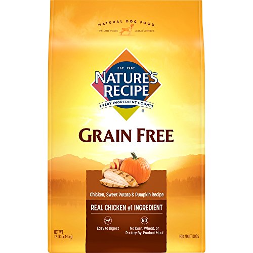 Nature's Recipe Grain Free Easy to Digest Dry Dog Food, Chicken, Sweet Potato & Pumpkin Recipe, 12-Pound