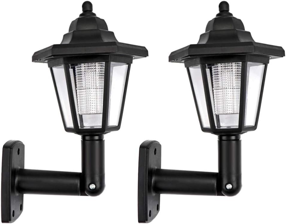 Uonlytech 2 Pcs Vintage Hexagon Light Solar Lantern Post Garden Stake