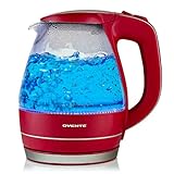 Ovente KG83 Series 1.5L Glass Electric Kettle, Maroon
