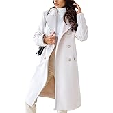 chouyatou Women's Winter Lapel Double Breasted Office Work Long Wool Pea Coat Overcoat