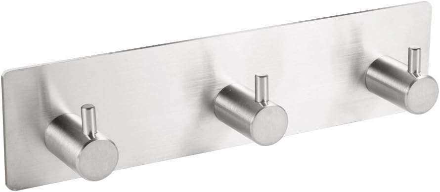 ValaVie No Drilling Stainless Steel Towel Hook with 3M Self Adhesive Gum - Durable Hanger for Bath Robe/Coat, Kitchen Towel/Loofah