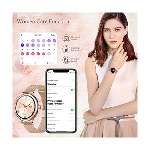 LIEBIG Smart Watch for Women, Full Touch Fitness Watch Tracker with Female Function Heart Rate Monitor Blood Pressure…