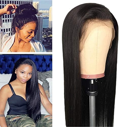 TUNEFUL Brazilian Straight Lace Front Wigs Human Hair 13x4 Lace Front Wig for Black Women 150% Density Pre Plucked with Baby Hair Natural Black(26 Inch, Lace Front Wigs)