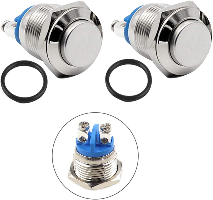 QitinDasen 10Pcs Premium 19mm Metal Momentary Push Button Switch