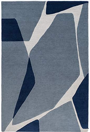 Tiwari Home 6' x 9' Gray and Blue Abstract Design Rectangular Hand Tufted Area Rug