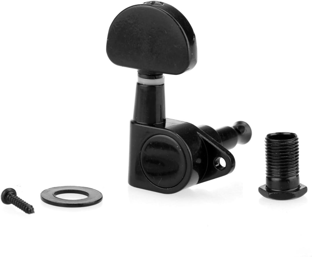 Musiclily 3x3 Epi Style Sealed Guitar Tuners Tuning Pegs Keys Machine Heads, Half Moon Button Black - Image 5