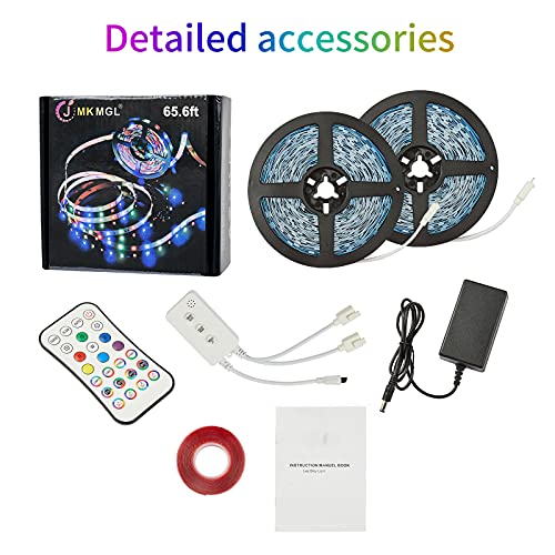 JMKMGL WiFi Smart Led Strip Lights,65.6ft APP Control Light Strips Work with Alexa and Google Assistant,5050 RGB Music Sync Color Changing Led Lights for Bedroom Home TV Parties with ETL FCC