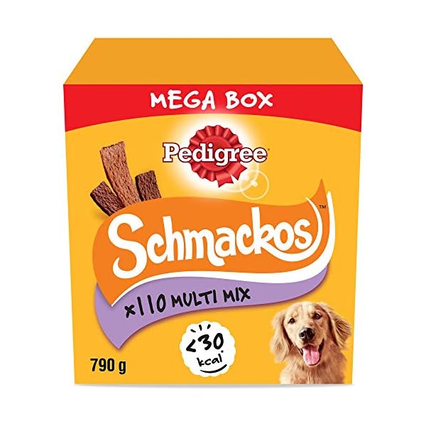 Pedigree Schmackos Mega Pack - Dog treat multipack with beef, lamb and poultry flavours, 5 x (22 Pc / 158 g) = 790 g