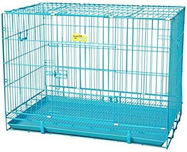 Ocean Wave Iron Petsplanet Dog Cage with Removable Tray for Puppy (Blue, 18-inch)