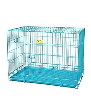 Ocean Wave Iron Petsplanet Dog Cage with Removable Tray for Puppy (Blue, 18-inch)
