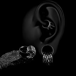 Twolobes 2 PCS Black Ear Gauges With 10 twisty nose