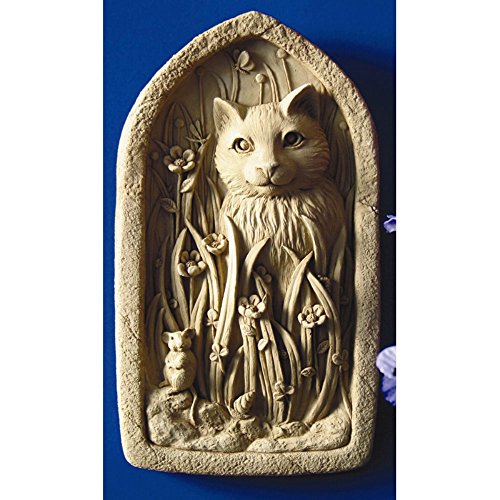 CarruthStudio, Backyard Explorer Wall Plaque, Original Sculpture Handcrafted in Stone, Artisan Made